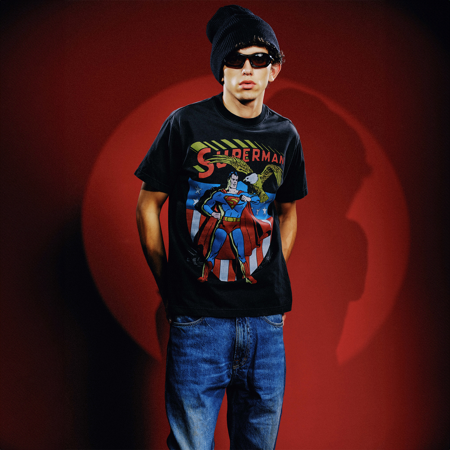 【超人SUPERMAN联名】WHOOSIS 超人英雄水洗短袖T恤卡通美式男女