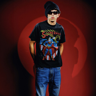 T恤卡通美式 超人英雄水洗短袖 WHOOSIS 男女 超人SUPERMAN联名