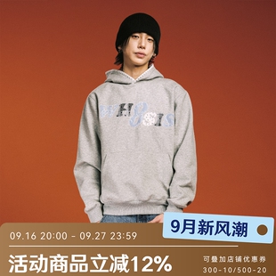 WHOOSIS（不知其名）碎花牛仔贴布绣帽衫连帽卫衣街头轻运动风男