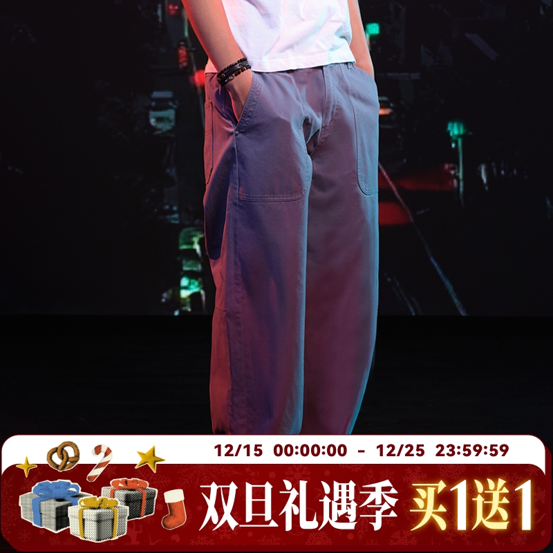 WHOOSIS（不知其名）石磨水洗工装长裤子秋季美式休闲宽松直筒男