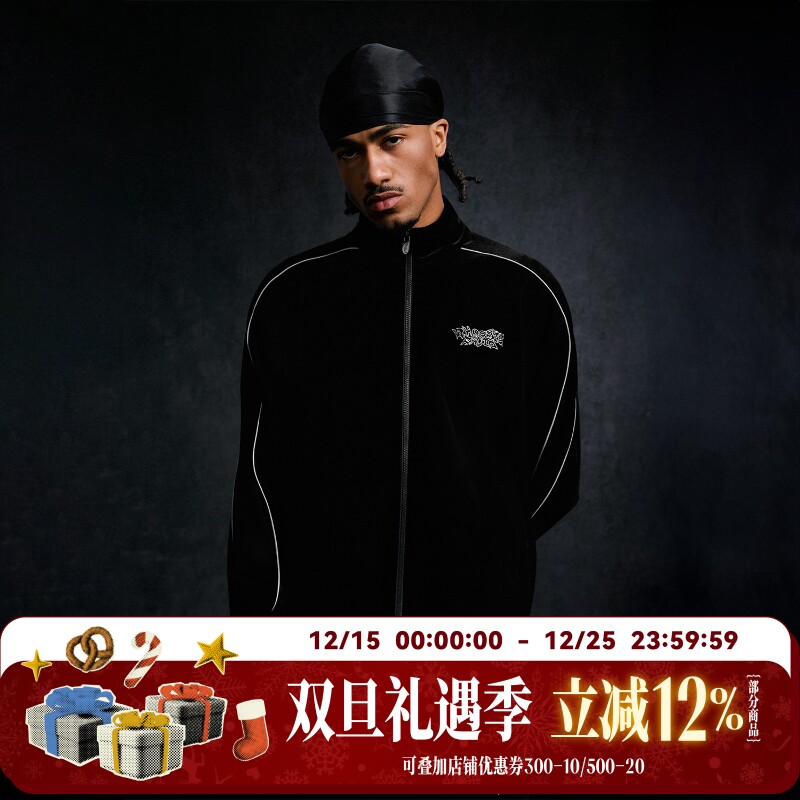 WHOOSIS RADIO 反光logo丝绒夹克外套套装秋季美式街头宽松男女潮