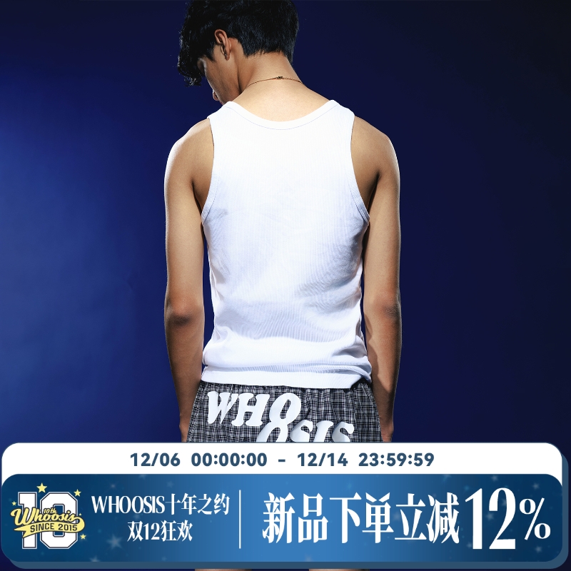 WHOOSIS（不知其名）印花格纹阿罗裤四角睡裤短裤潮流宽松男休闲