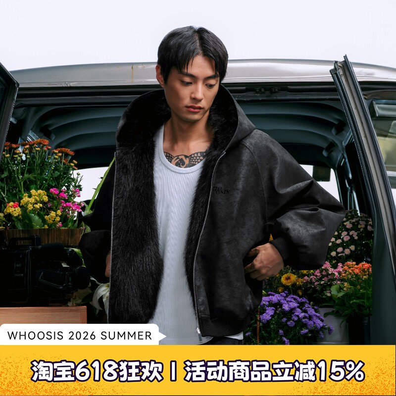 WHOOSIS（不知其名）座山雕双面连帽外套夹克秋冬保暖酷飒美式男