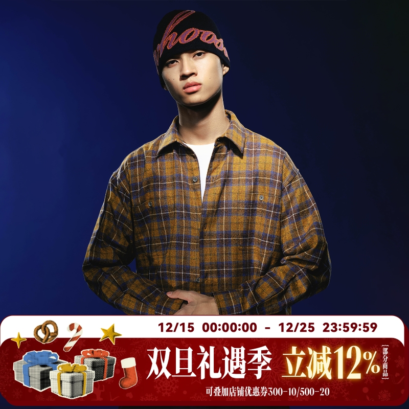 WHOOSIS（不知其名）格纹长袖衬衫衬衣外套秋季酷飒松弛感男女潮