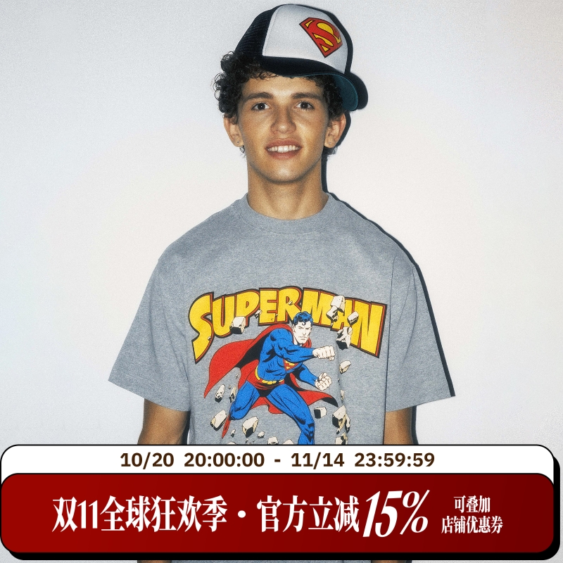 【超人SUPERMAN联名】WHOOSIS 超人漫画短袖T恤美式街头男夏休闲
