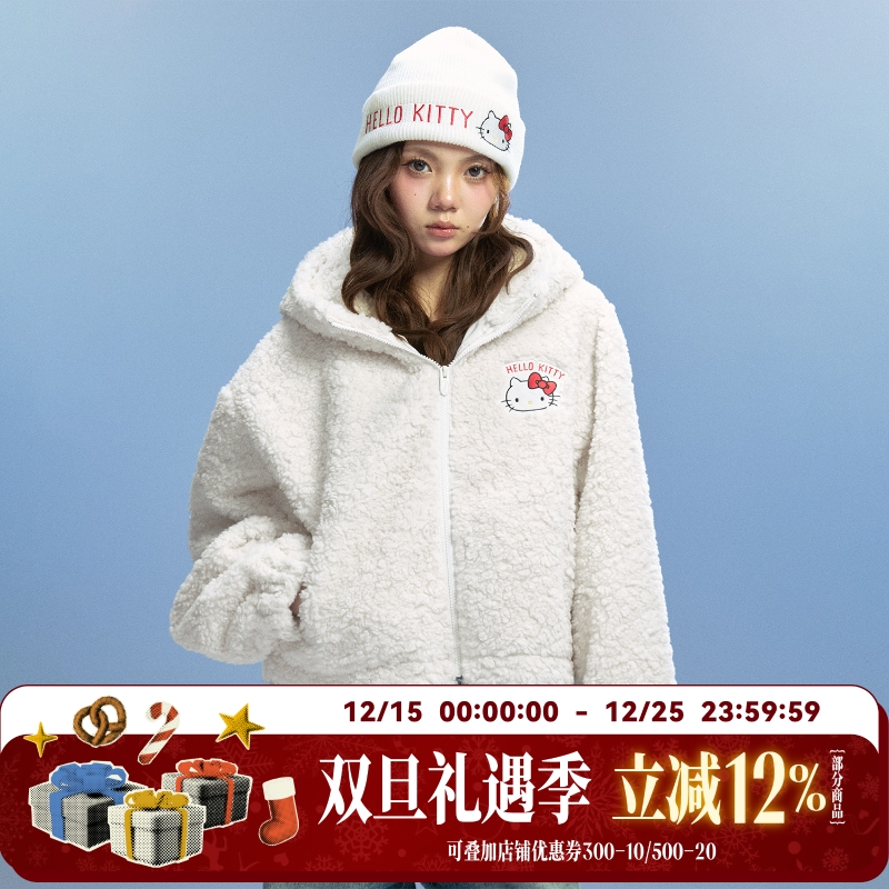 【HELLO KITTY官方联名】WHOOSIS 立体蝴蝶结女款毛绒外套冬保暖