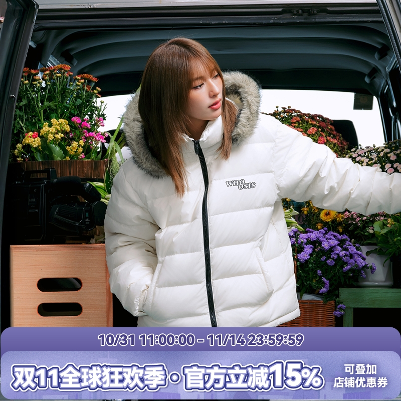 WHOOSIS(不知其名)可拆卸帽子羽绒服外套秋冬保暖厚氛围感男女