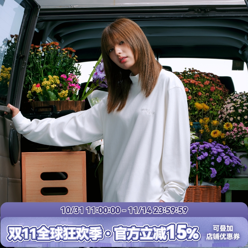 WHOOSIS（不知其名）绒感高领圆领打底上衣秋季打底简约百搭男女