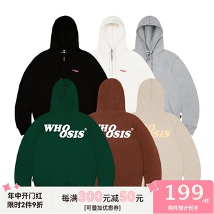 8字logo拉链帽衫 WHOOSIS 经典 连帽卫衣情侣休闲美式 不知其名 男