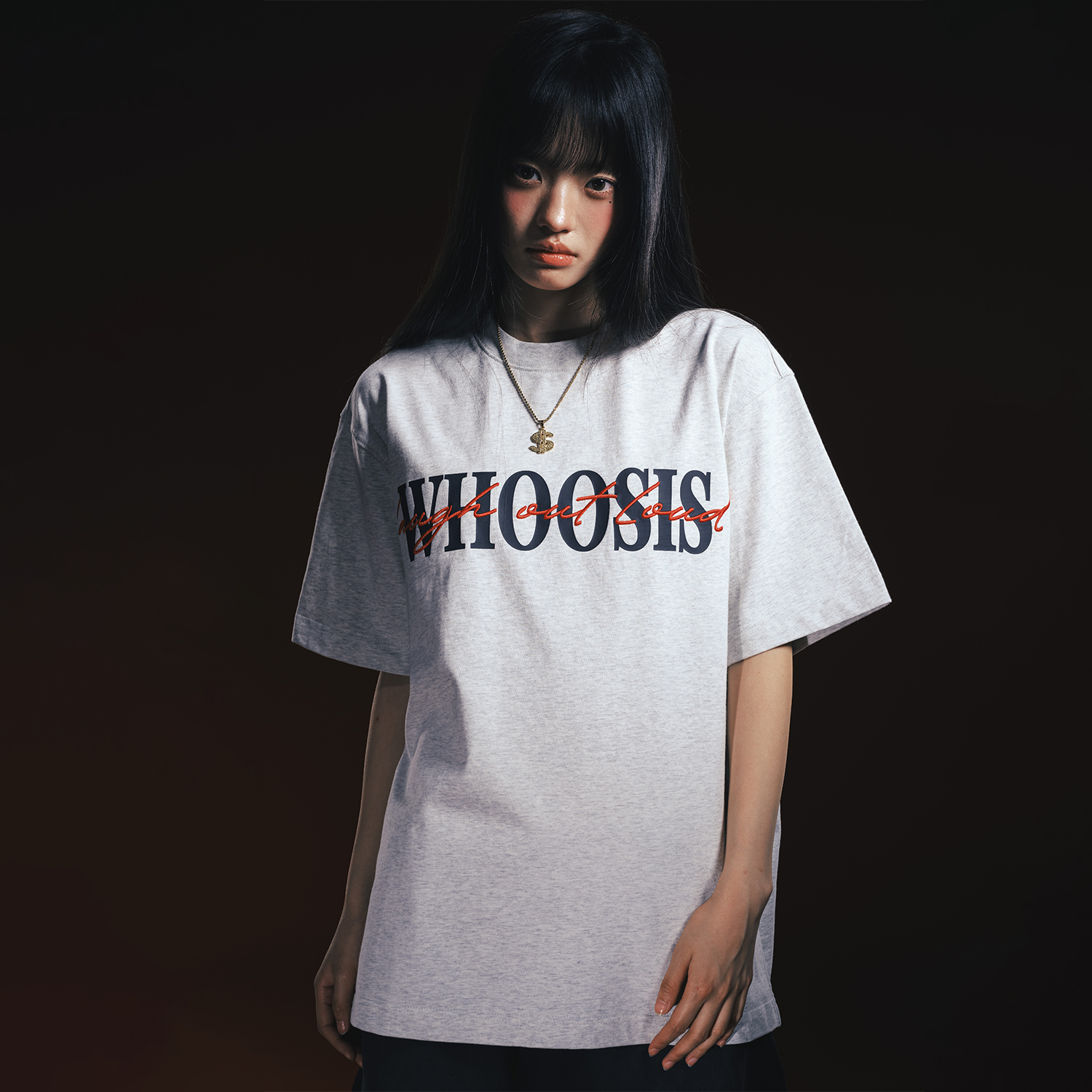 WHOOSIS（不知其名）印花刺绣slogan短袖T恤夏季简约休闲情侣校园