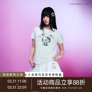 HELLO 短袖 KITTY官方联名 波点印花女款 T恤正肩显瘦潮 WHOOSIS