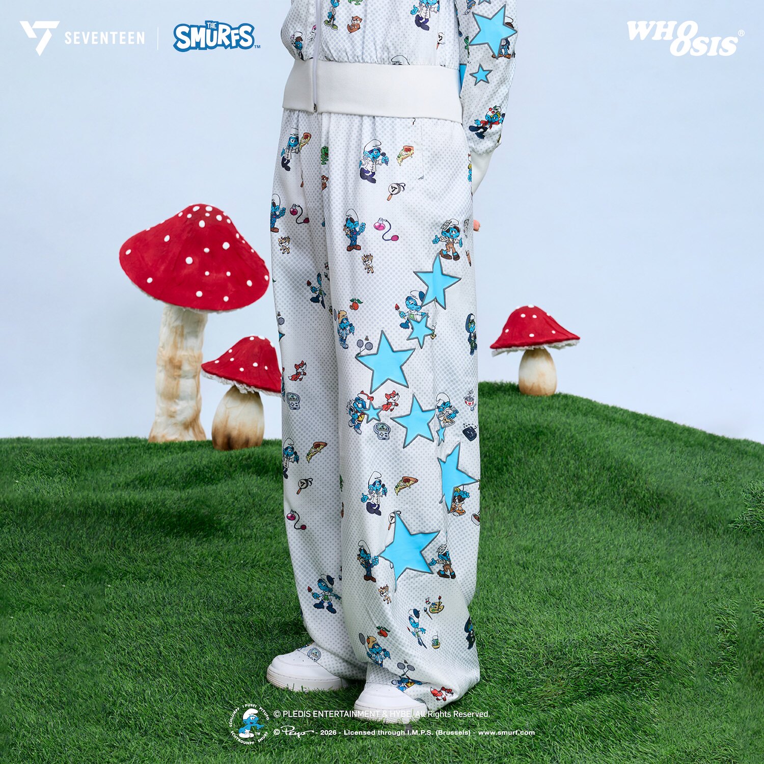 【SEVENTEEN ｜The Smurfs 联名】WHOOSIS随机满印女款运动长裤秋