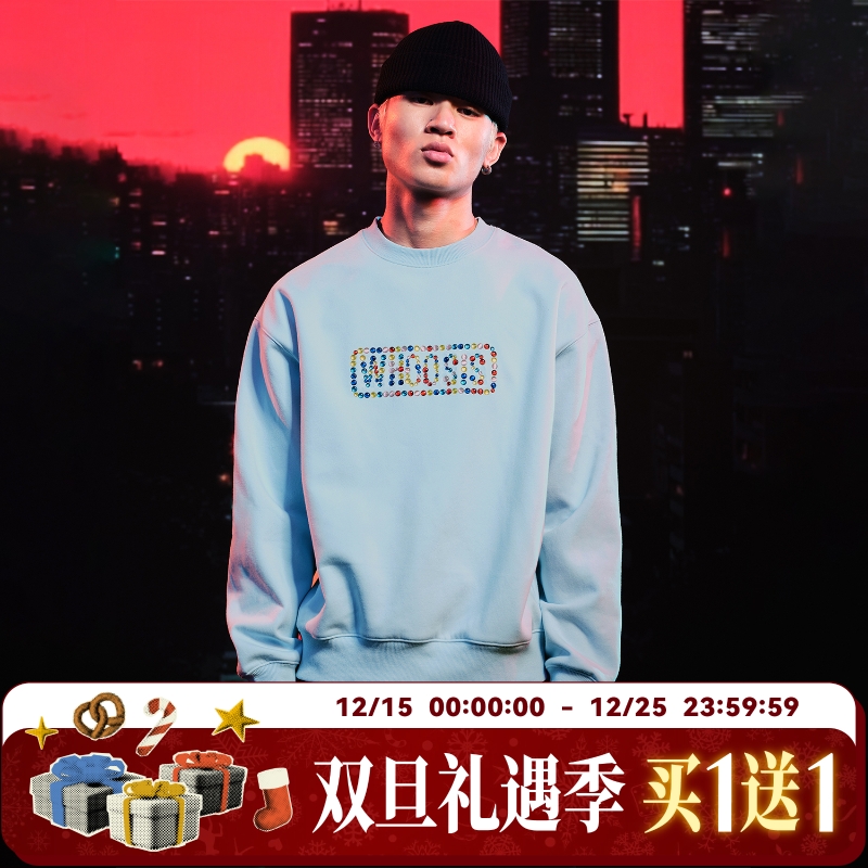 WHOOSIS糖果烫珠logo圆领卫衣