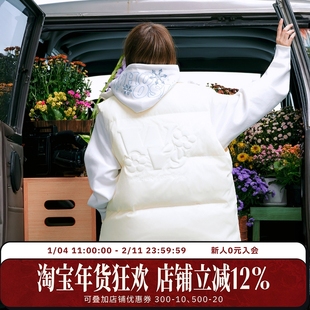 WHOOSIS（不知其名）立体花卉90鸭绒羽绒马甲叠穿保暖秋冬酷飒男