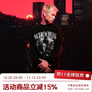 WHOOSIS（不知其名）荆棘天使水洗长袖T恤秋季美式街头休闲男女潮
