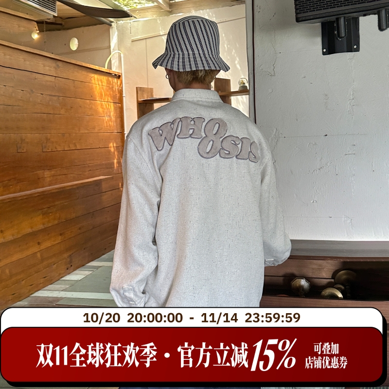 WHOOSIS(不知其名)毛绒贴布小香风长袖衬衫衬衣外套春秋情侣女
