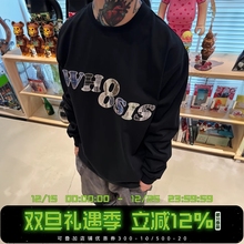 WHOOSIS（不知其名）贴布刺绣长袖t恤春美式简约国潮校园男女情侣