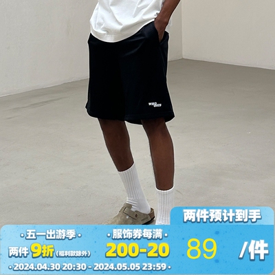 WHOOSIS（不知其名）刺绣logo网眼短裤男休闲舒适百搭夏情侣日常