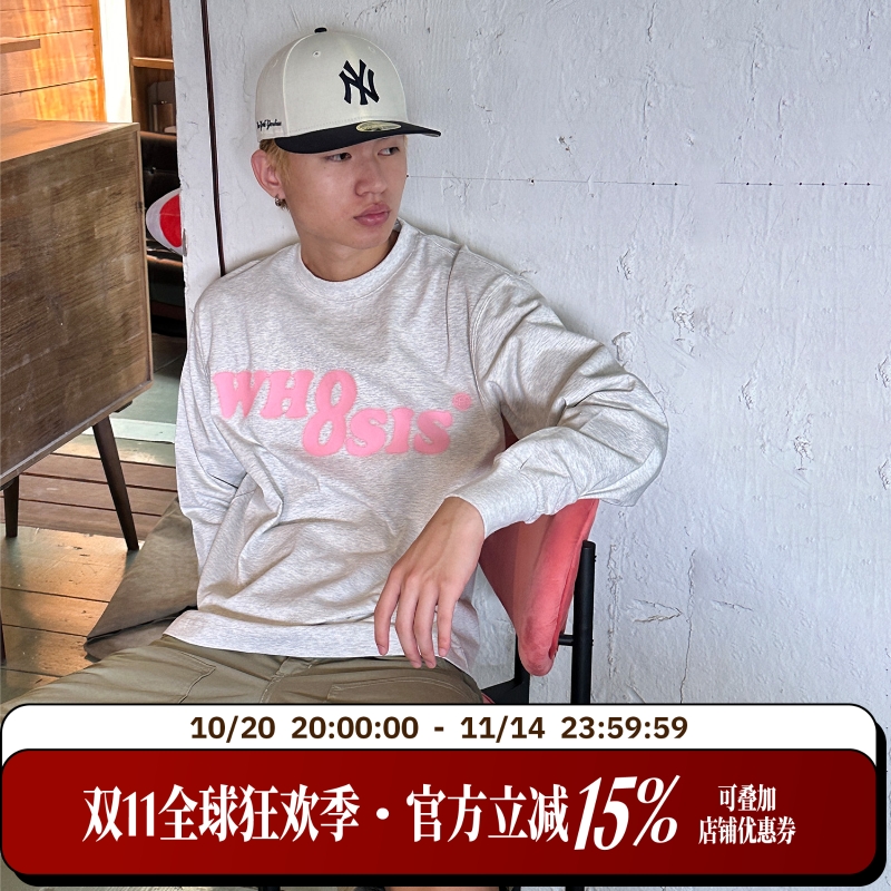 WHOOSIS（不知其名）幻影logo长袖t恤新配色春秋百搭男女校园情侣
