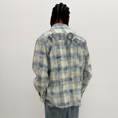 外套春秋男休闲潮宽松 绒毛贴布破坏衬衣衬衫 WHOOSIS 不知其名