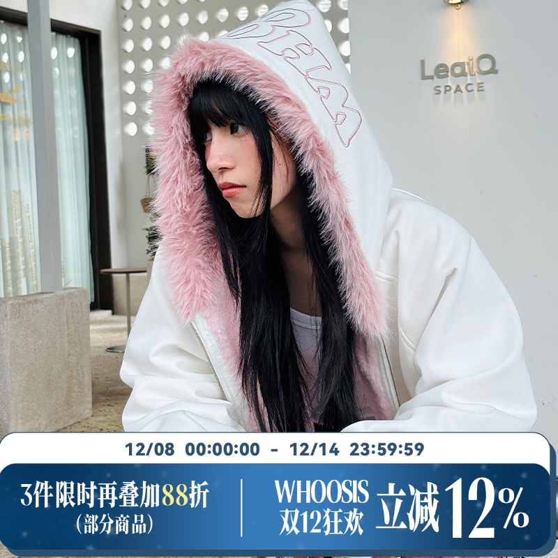 WHOOSIS（不知其名）座山雕刺绣拉链帽衫外套秋冬保暖休闲男女潮
