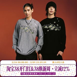 WHOOSIS（不知其名）刺绣小雏菊长袖T恤ins简约百搭校园男女国潮