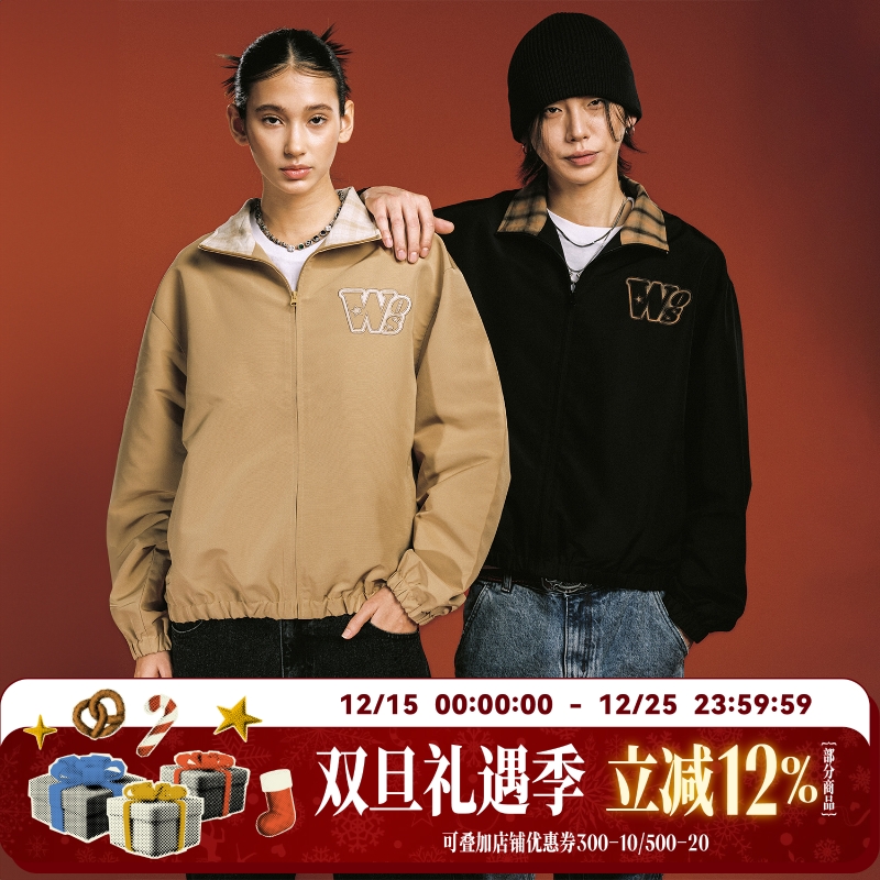 WHOOSIS（不知其名）格纹拼接教练夹克外套秋酷飒老钱风松弛感男