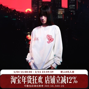 WHOOSIS（不知其名）丘比特刺绣贴布长袖T恤秋季校园情侣国潮男女