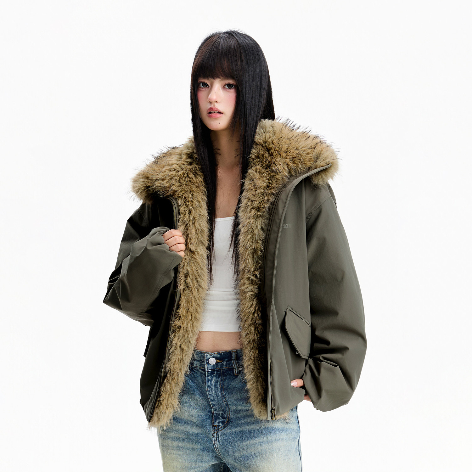 WHOOSIS(不知其名)logo保暖厚毛领羽绒服秋冬保暖鸭绒宽松男女
