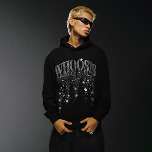 美式 WHOOSIS 流行新品 星星闪粉印花连帽卫衣秋季 男女 不知其名