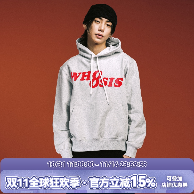 WHOOSIS（不知其名）幻影logo帽衫连帽卫衣秋简约松弛感男女情侣