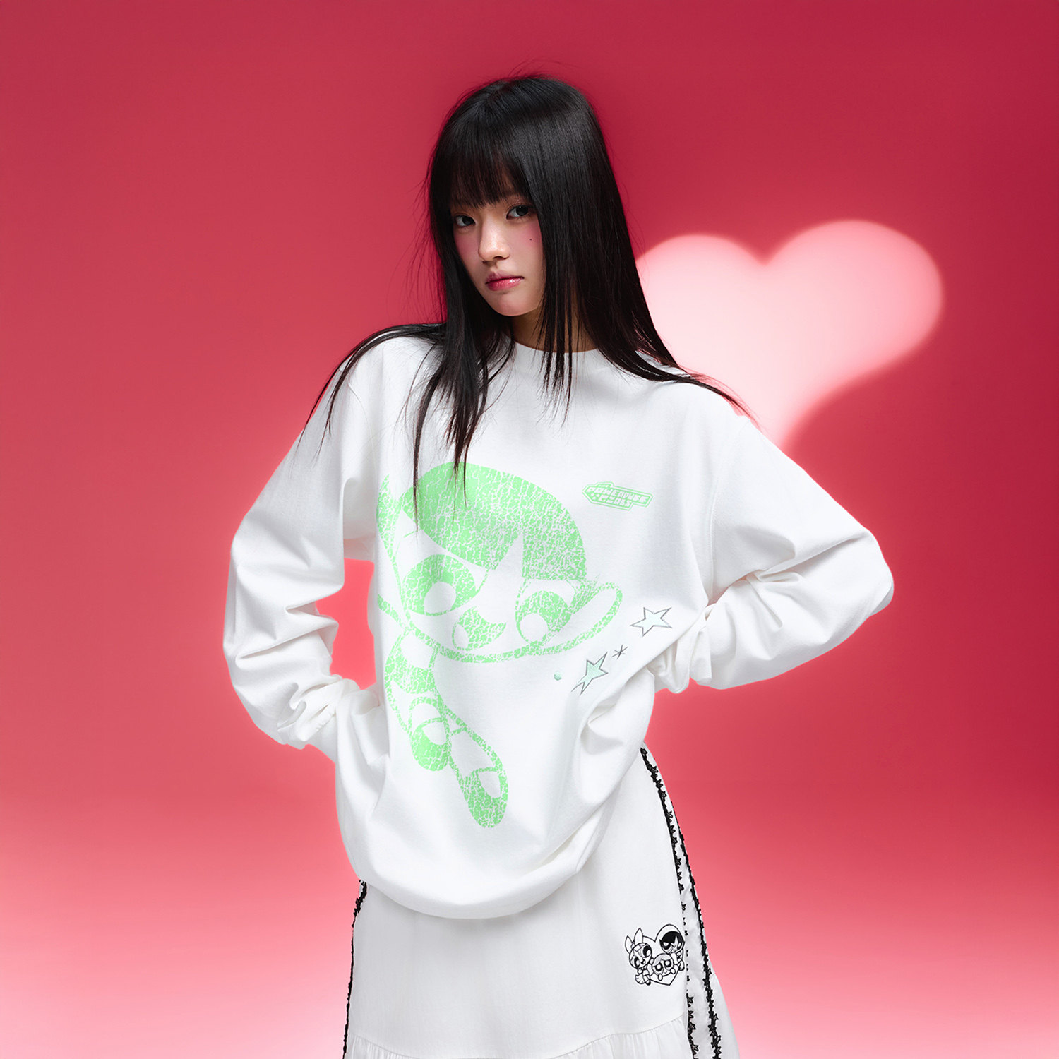 【飞天小女警联名】WHOOSIS 角色长袖T恤秋季休闲中性风卡通男女