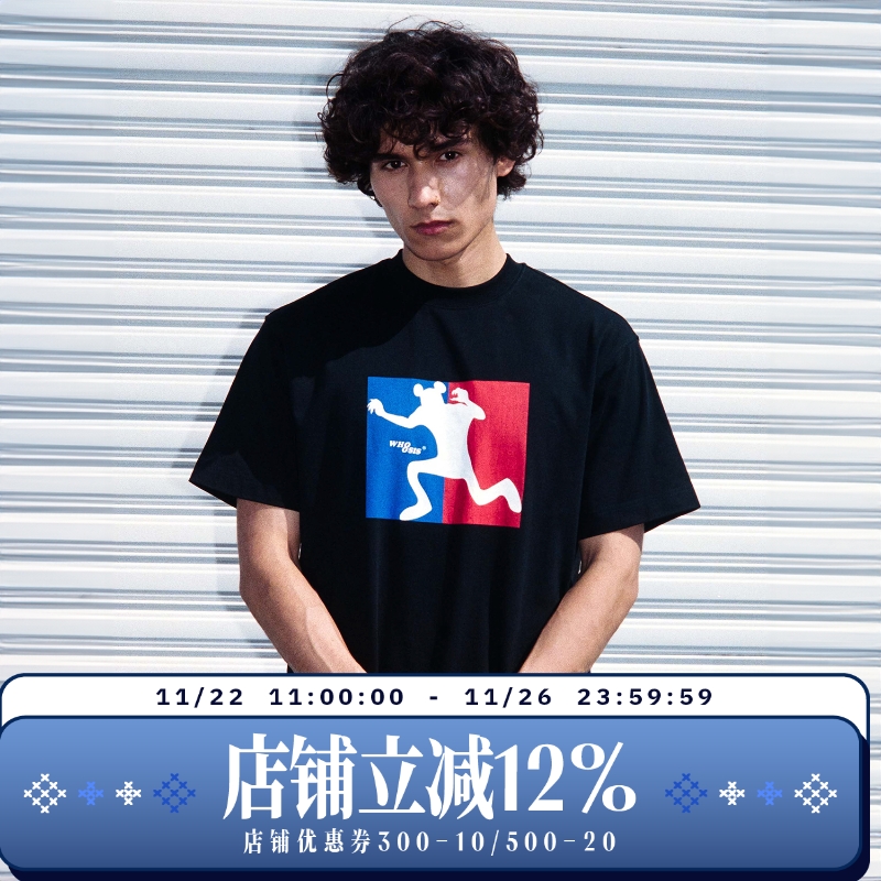 WHOOSIS（不知其名）影子恶搞logo短袖T恤美式潮流个性夏季男女潮