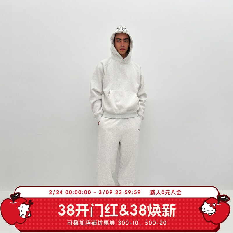 WHOOSIS（不知其名）刺绣logo卫裤口粮单品宽松cleanfit松紧男女