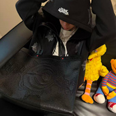 WHOOSIS RADIO 仿鸵鸟皮纹两用大包斜挎包手提包通勤休闲大容量男