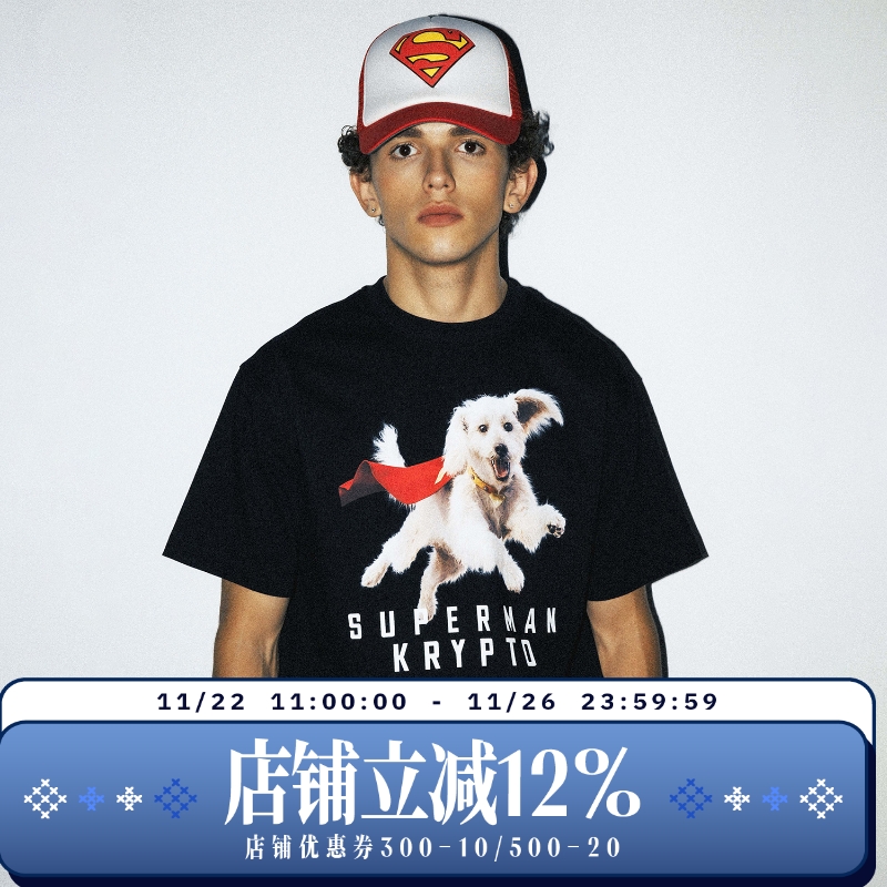 【超人SUPERMAN联名】WHOOSIS KRYPTO短袖T恤男夏美式宽松男女潮