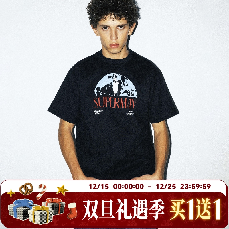 【超人SUPERMAN联名】WHOOSIS SUPERMAN短袖T恤男夏百搭宽松美式