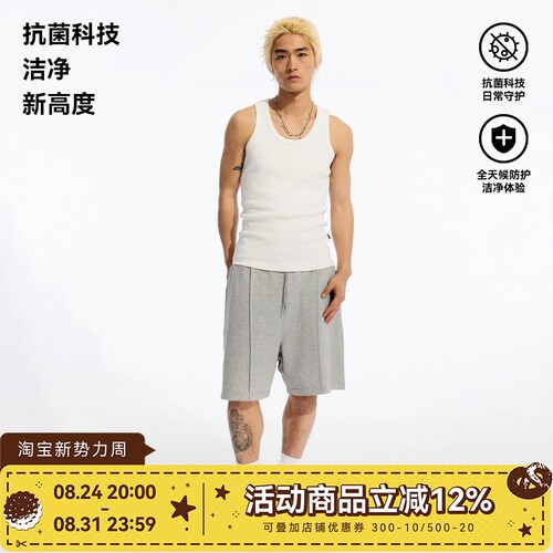 WHOOSIS（不知其名）基础抗菌面料刺绣短卫裤短裤夏季运动健身男