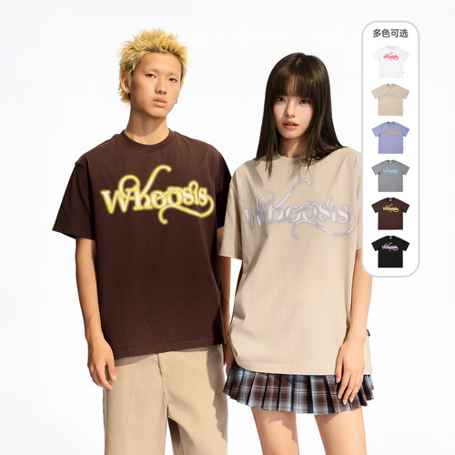 WHOOSIS（不知其名）浪漫字体幻影logo短袖T恤夏季情侣校园男女潮