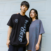 t恤男女夏街头百搭基础潮 竖排幻影logo短袖 WHOOSIS 不知其名