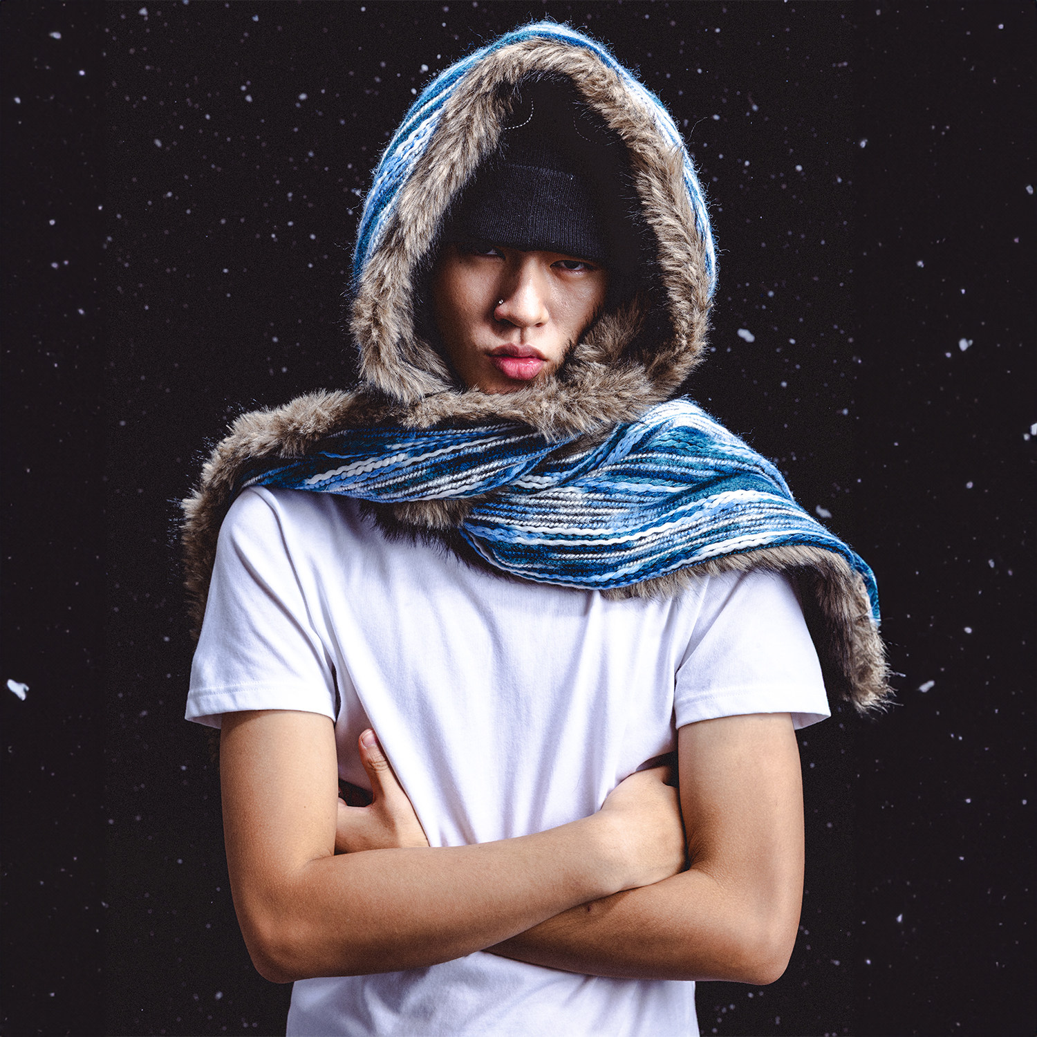 WHOOSIS（不知其名）环保皮草双面穿造型围巾冬季保暖防寒蓬松潮