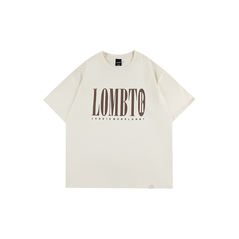 LOMBT 夏季 日系复古字母logo印花宽松落肩T恤 男女同款情侣款