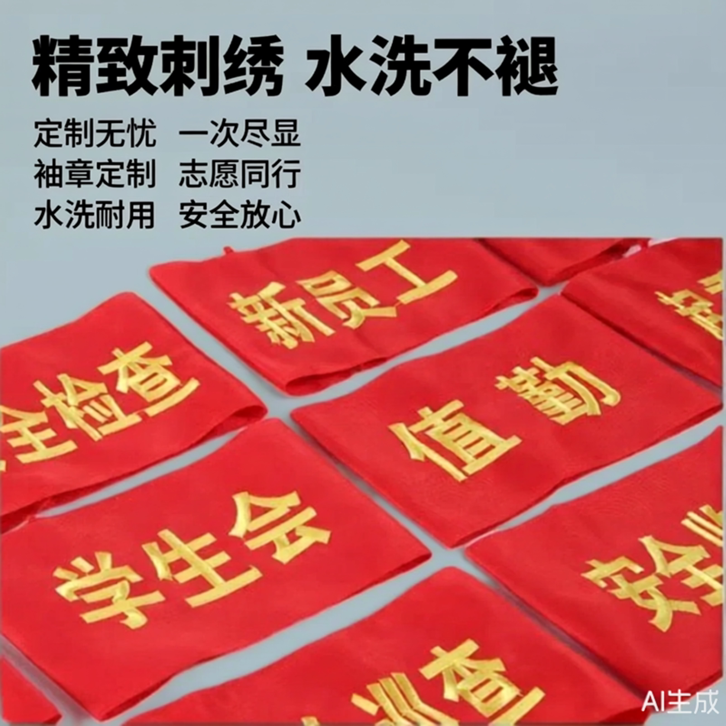刺绣袖章订做新员工值勤学生会执勤安全员袖标袖套定做水洗不褪色