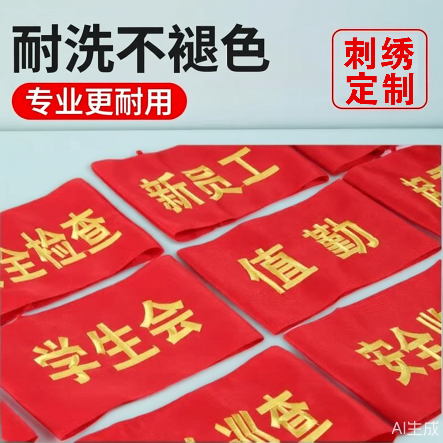 刺绣学生会袖章订做志愿者新员工 安全员袖标袖套定制水洗不褪色