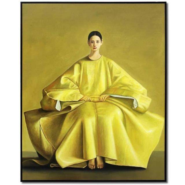 定制客厅玄关走廊壁画竖版酒店大堂挂画黄色人物新中式纯手工油画,家居饰品,油画,淘宝优惠券,粉丝福利购,淘宝优惠卷