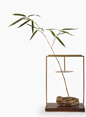 新中式宋式美学禅意茶室会所样板房软装饰品竹石桌面摆件批量定制