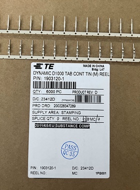 AMP/TE连接器 1903120-1 端子 线规22-28AWG 原装现货 一个起售