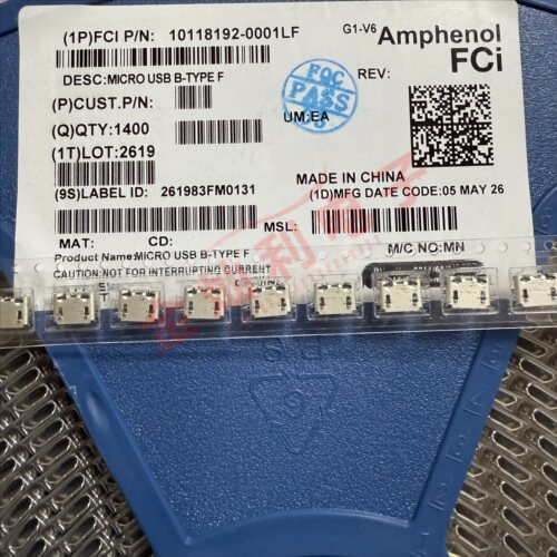 Amphenol/安费诺 10118192-0001LF 5针表贴B型USB连接器插座
