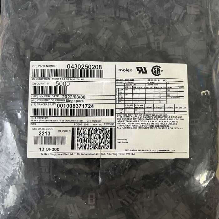 Molex连接器 43025-0208 430250208 2PIN胶壳 原装现货 一个起拍