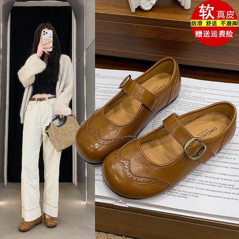 品牌法式浅口单鞋女鞋2026春秋新款小皮鞋时尚百搭配裙子玛丽珍鞋